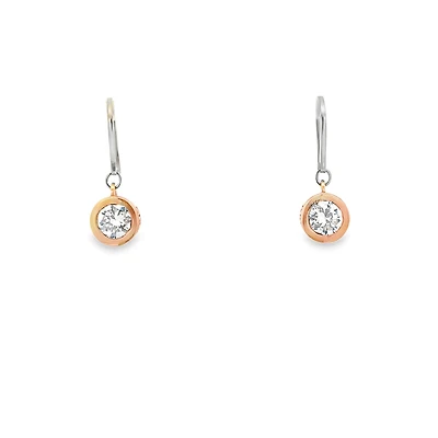 Two-Tone Dangle Zirconia Earrings