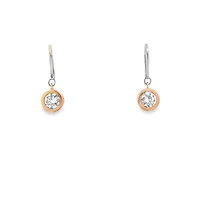Two-Tone Dangle Zirconia Earrings