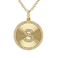 Diamond Initial Flutted Circle Necklace