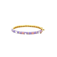Purple Kids Bangle Bracelet with White and Pink Hearts