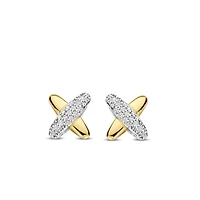 XOXO Two Tone Pave Stud Earrings