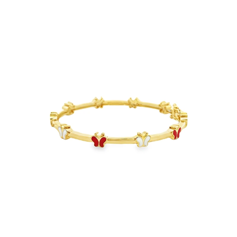Red and White Butterflies Bangle Kids Bracelet