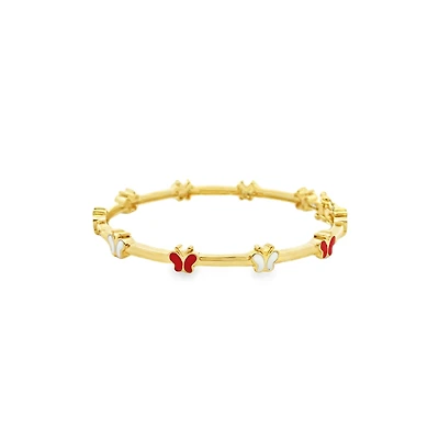 Red and White Butterflies Bangle Kids Bracelet