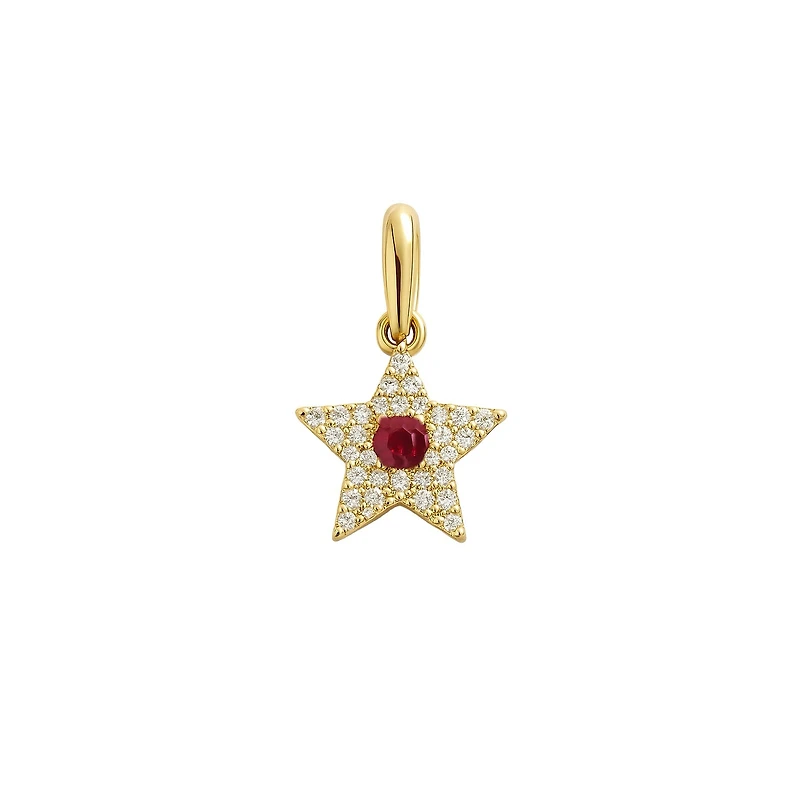 Ruby and Diamonds Star Pendant