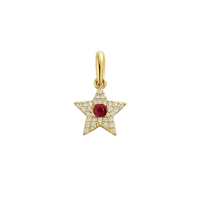 Ruby and Diamonds Star Pendant