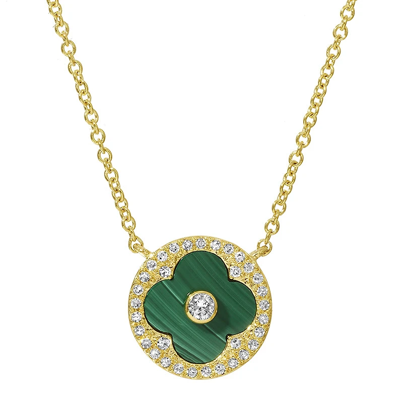 Clover Malachite and Diamond Necklace