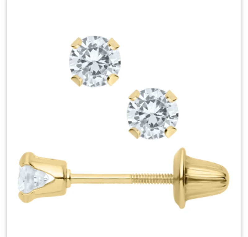 4MM Zirconia Kids Stud Earrings