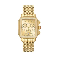 Deco Diamond High Shine Yellow Gold 35MM Chrono Watch