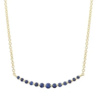 Gradient Smile Bar Blue Sapphires Necklace
