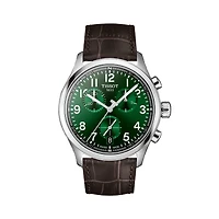 Chrono L 42mm Green Dial and Brown Leather Strap