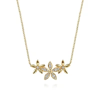 Three Diamond Flowers Necklace