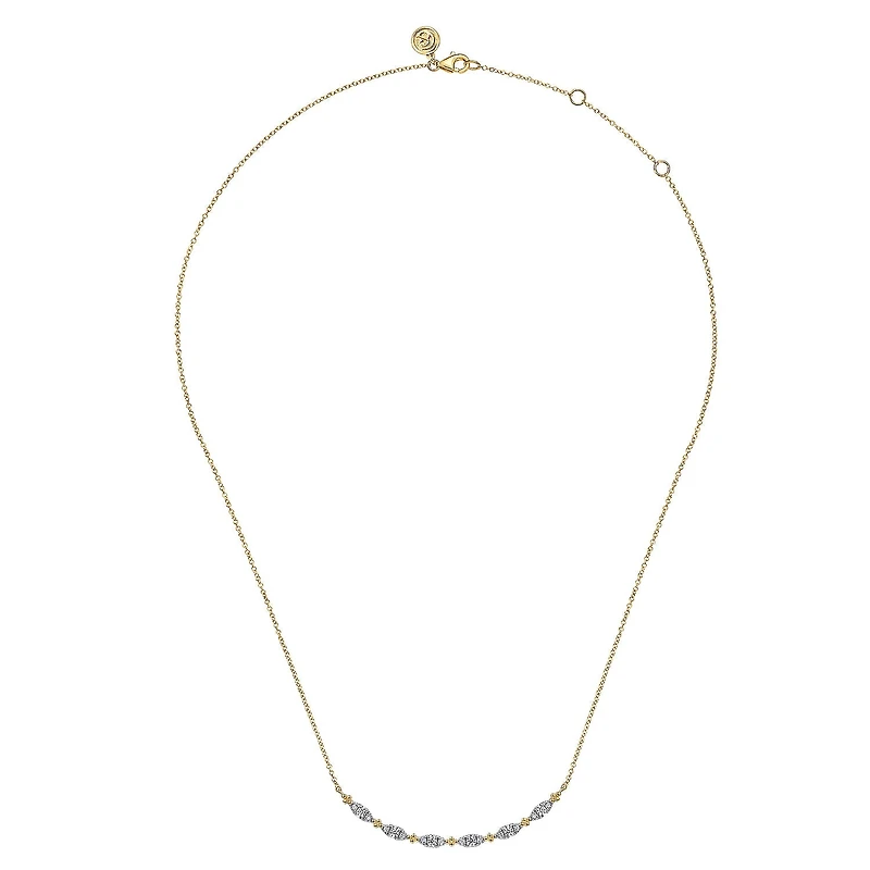Marquise Shaped Diamond Smile Bar Necklace