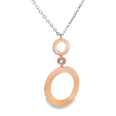 Double Circle Pendant Necklace with Zirconia