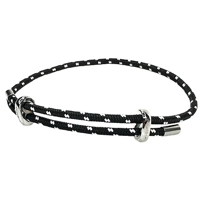 Marine Cord Slider Steel Bracelet - Black Cord