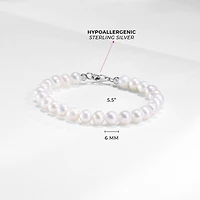 Cultured Pearl Kids Silver Bracelet 5.5''