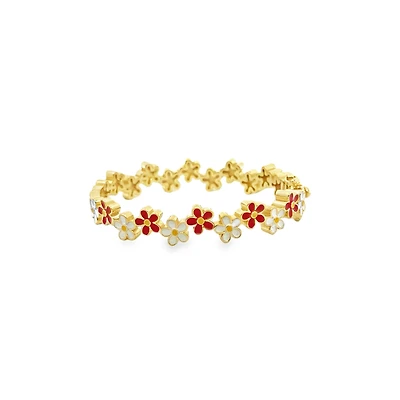 Red and White Daisies Kids Bracelet