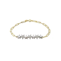 White and Yellow Gold Stars Diamonds Bracelet