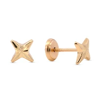 Four Point Star Diamond Cut Stud Earrings