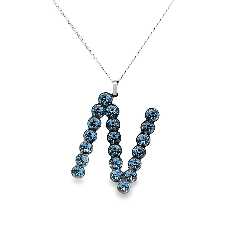 XLarge Blue and Black Swarovski Initial Pendant
