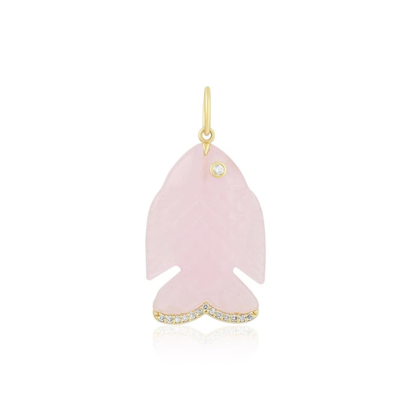 Happy Fish Rose Quartz Pendant