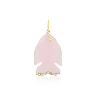 Happy Fish Rose Quartz Pendant