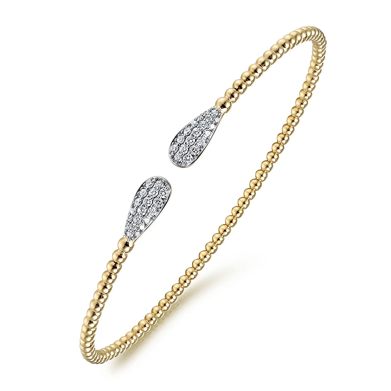 Diamond Drop Yellow Gold Bangle Bracelet