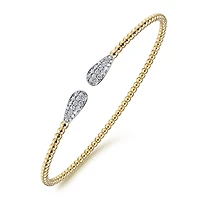 Diamond Drop Yellow Gold Bangle Bracelet