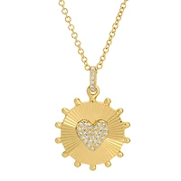 Flutted Heart and Diamonds Necklace