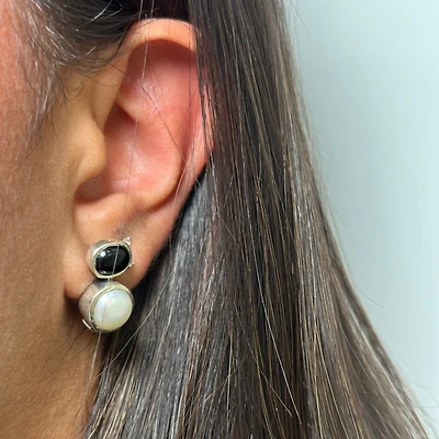 Black Onyx and Pearl Earrings