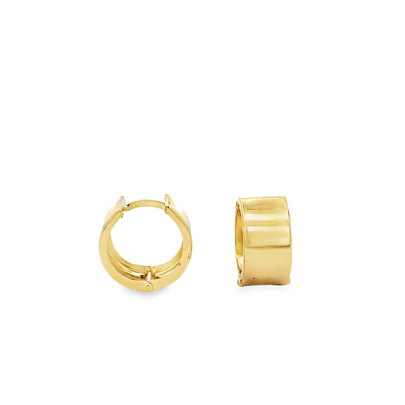 Thick Flat Huggie Earrings, 15MM