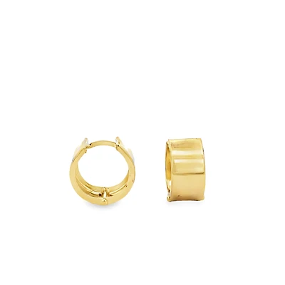 Thick Flat Huggie Earrings, 15MM