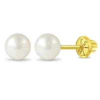 Kids 18K 6MM Pearl Stud Earrings