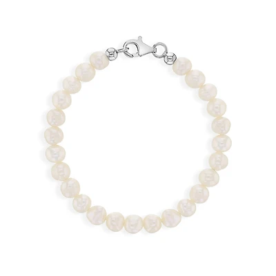 Cultured Pearl Kids Silver Bracelet 5.5''