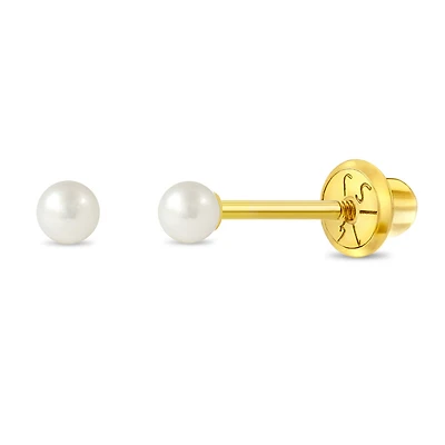 Kids 3MM Cultured PearlStud Earrings