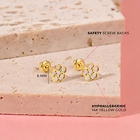 Kids Mother Pearl Flower Stud Earrings