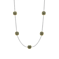 Cushion Khaki Multi Station Necklace
