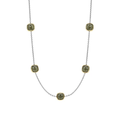 Cushion Khaki Multi Station Necklace