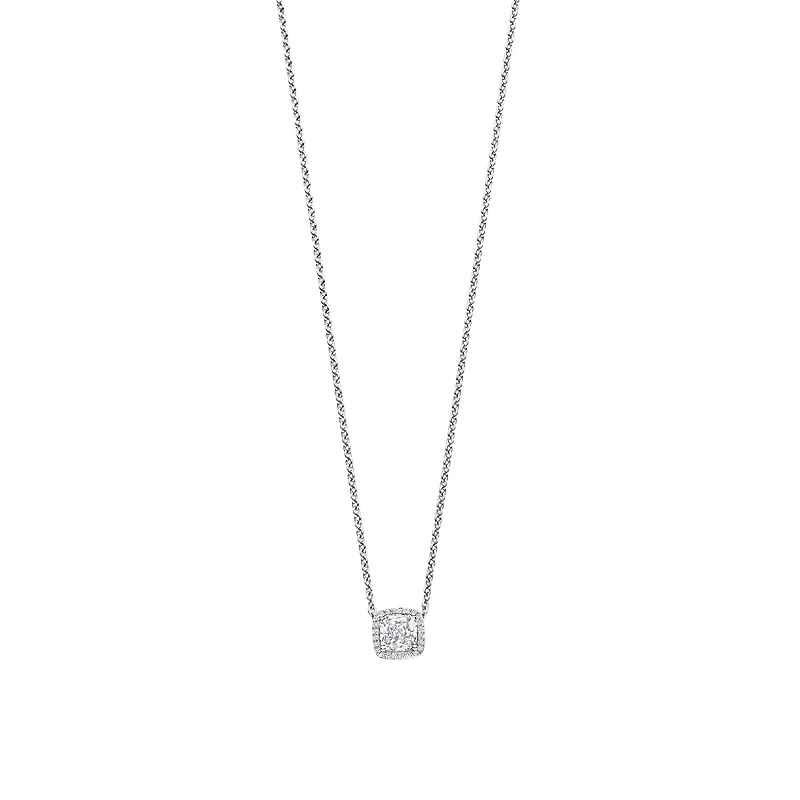 Cushion Halo Clear Necklace
