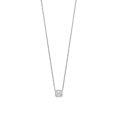 Cushion Halo Clear Necklace