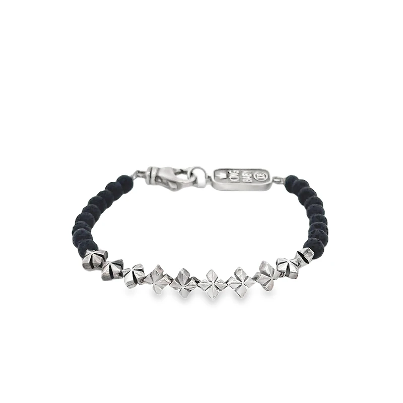 Lava Rock Crosses Bracelet