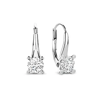 Solitaire Elegance Silver Leverback Earrings