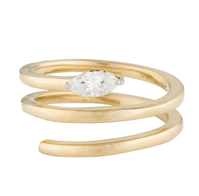 Spiral Ring with Marquise Diamond