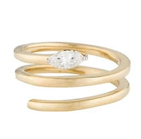 Spiral Ring with Marquise Diamond
