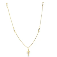 Cross on Pearl Chain Necklace