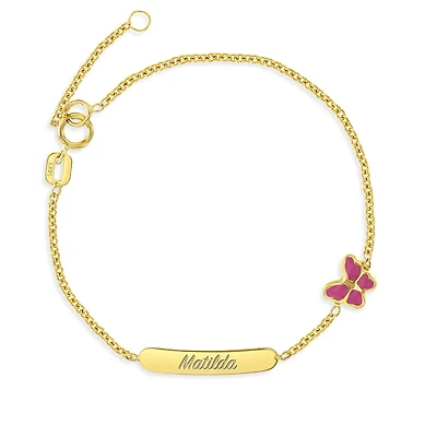Kids Oval Butterfly Valentino ID Plate Bracelet