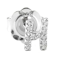 Diamond Initial Silver Stud Earrings