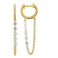 Five Dancing Diamonds Chain Single Huggie Earring