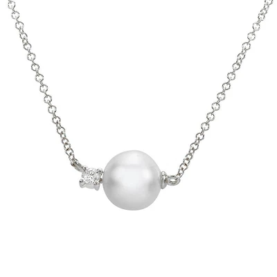 Tiff Pearl Diamond Necklace