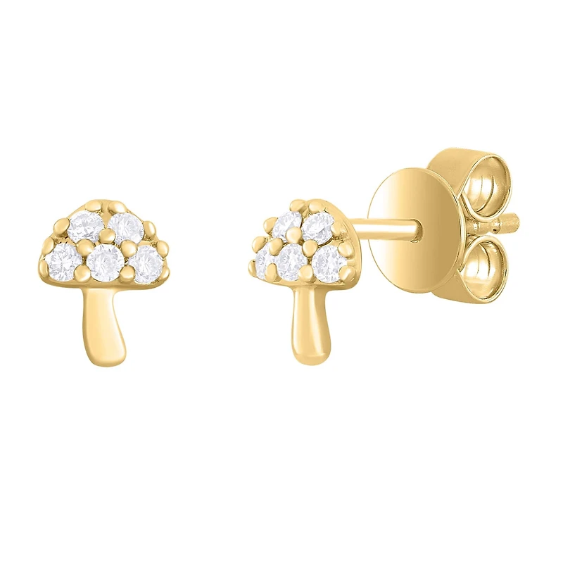 Mushroom Diamond Stud Earrings