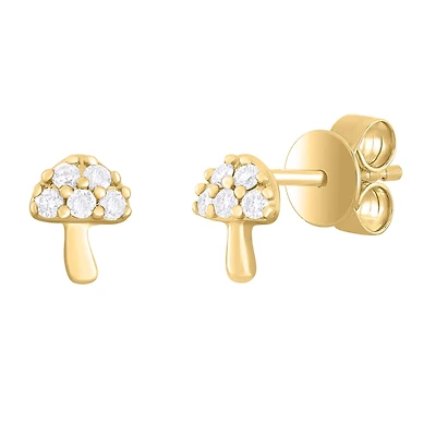 Mushroom Diamond Stud Earrings